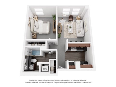 Floor plan for 1 bed, 1 bath, 900 sqft