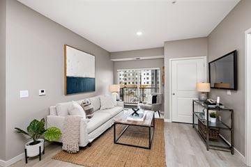 Woodbury apartment for rent - A living room with a white couch and a painting on the wall.