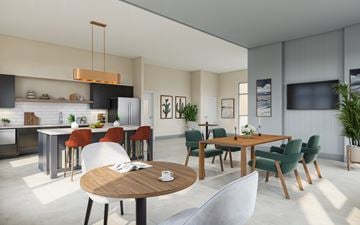 San Tan Valley apartment for rent - A modern kitchen with a dining table and chairs.