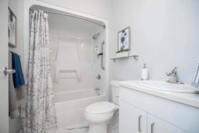 Winnipeg apartment for rent - bathroom view including sink, toilet, and shower