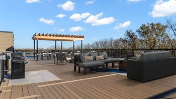 Rooftop deck with minneapolis view