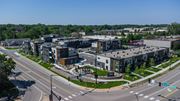Long Lake apartment for rent - an aerial view of a cluster of buildings on a city street