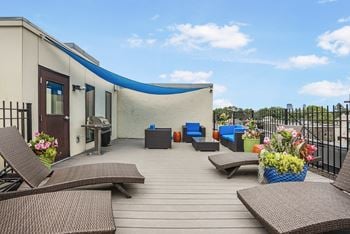 Rooftop deck with chairs