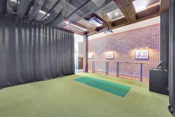 Game lounge with sports simulator