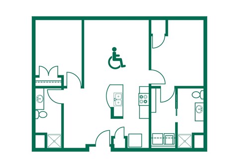 Floor plan for 2 beds, 2 baths, 1398 sqft
