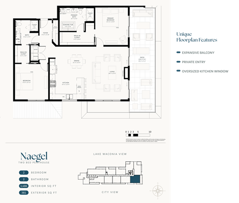 Floor plan for 2 beds, 2 baths, 1486 sqft