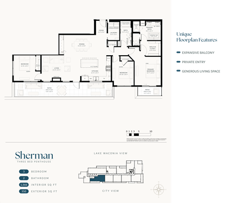 Floor plan for 3 beds, 2 baths, 1566 sqft