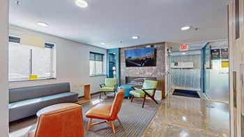 Resident lounge with fireplace