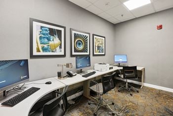 Business center with computers