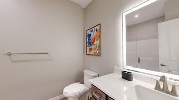 Integrated lights in bathroom mirrors