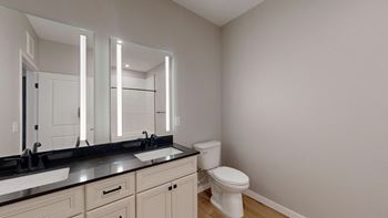 Integrated lights in bathroom mirrors