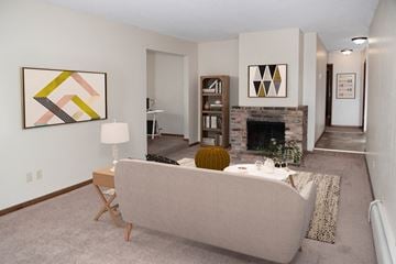 New Hope apartment for rent - a living room with a couch and a fireplace