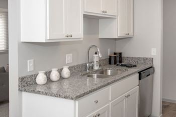 New white cabinetry with pantry