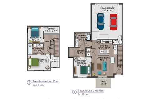Floor plan for 3 beds, 2.5 baths, 1561 sqft