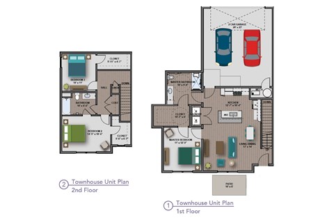 Floor plan for 3 beds, 2.5 baths, 1521 sqft