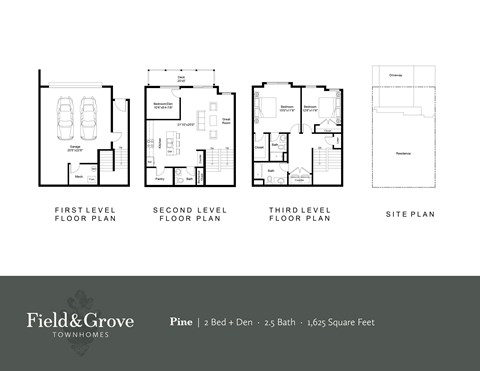Floor plan for 3 beds, 2.5 baths, 1625 sqft
