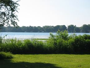 Medicine Lake apartment for rent - a view of the water from a grassy field