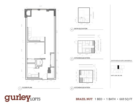 Floor plan for 1 bed, 1 bath, 669 sqft
