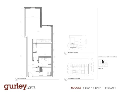 Floor plan for 1 bed, 1 bath, 815 sqft