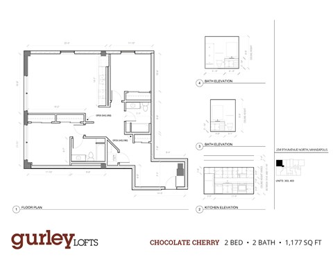 Floor plan for 2 beds, 2 baths, 1177 sqft