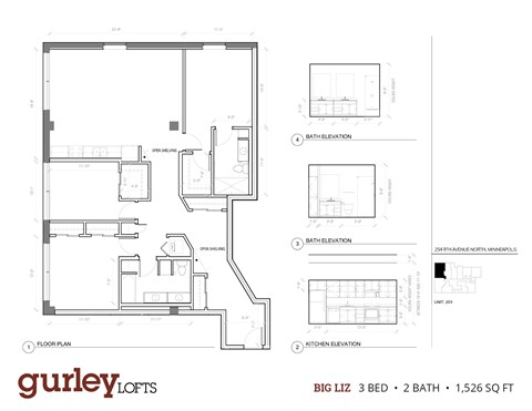 Floor plan for 3 beds, 2 baths, 1526 sqft