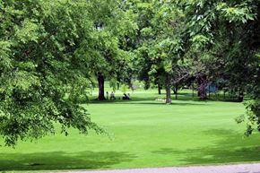 New Hope apartment for rent - A golf course with a green lawn and trees.