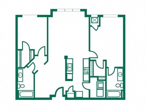 Floor plan for 2 beds, 2 baths, 1398 sqft