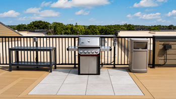 Rooftop deck with minneapolis view