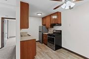 New Hope apartment for rent - Kitchen with wooden cabinets at Parkridge Way Apartments, Minnesota