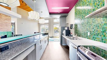 Community room with kitchen