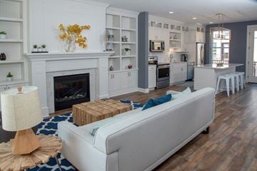 Shoreview apartment for rent - a living room with a couch and a fireplace