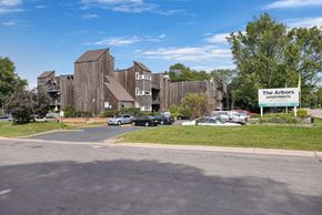 Bloomington apartment for rent - a view of the heights apartments from the parking lot