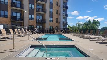 Outdoor pool and hot tub