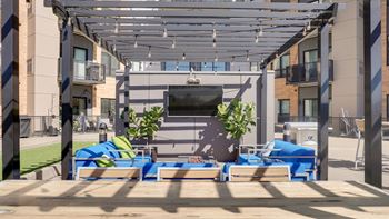Sundeck with tv lounges and fire pit