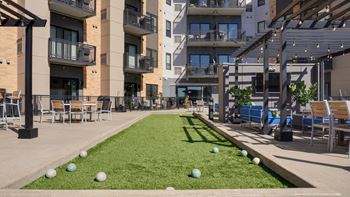 Outdoor ping pong table and bocce ball court