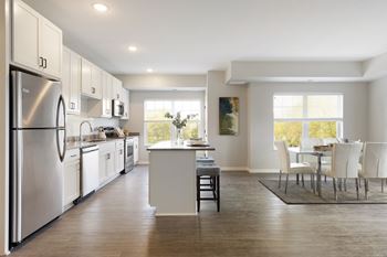 A modern kitchen with dinning area