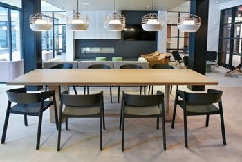 Dining table in community room