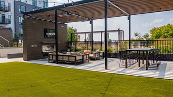 Firepit lounge in courtyard