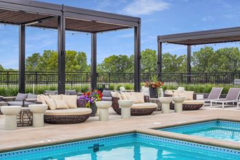 Pool side relaxing area with sundeck