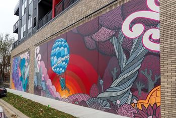 A mural on the side of a building