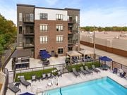 St Louis Park apartment for rent - Aerial photo of patio and pool at Urban Park I and II Apartments, Minnesota, 55426