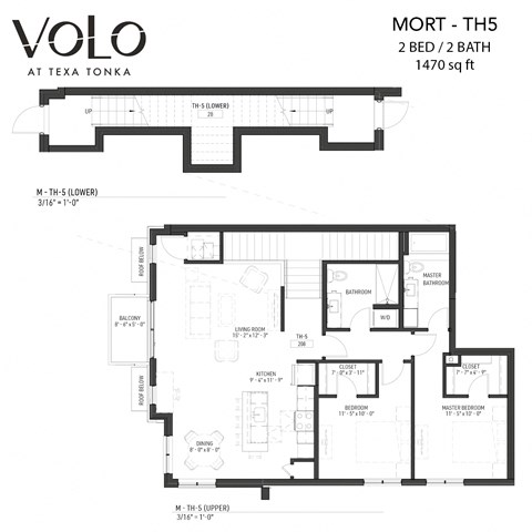 Floor plan for 2 beds, 2 baths, 1470 sqft