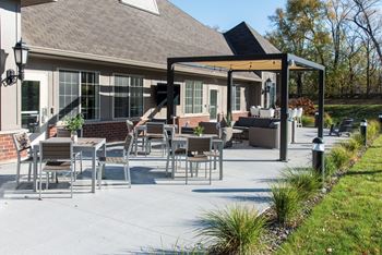 Outdoor patio with tables