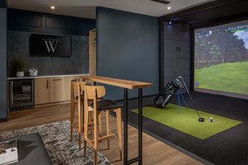 Enjoy our state-of-the-art full swing golf & sports simulator—a premium amenity designed for both serious golfers and casual game players and lounge
