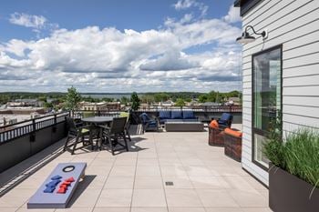 Sky lounge with large warming kitchen, fireplace, seating areas, tv's, fire pits and panoramic lake views