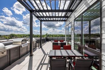 Sky lounge with large warming kitchen, fireplace, seating areas, tv's, fire pits and panoramic lake views