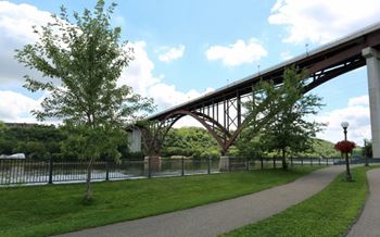 A bridge with a walkway underneath