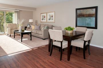 Rosemount apartment for rent - a living room and dining room with a couch and a table