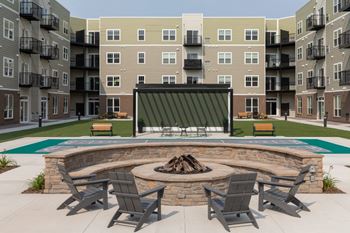 Outdoor fireside seating area