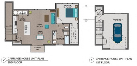 Floor plan for 1 bed, 1 bath, 995 sqft